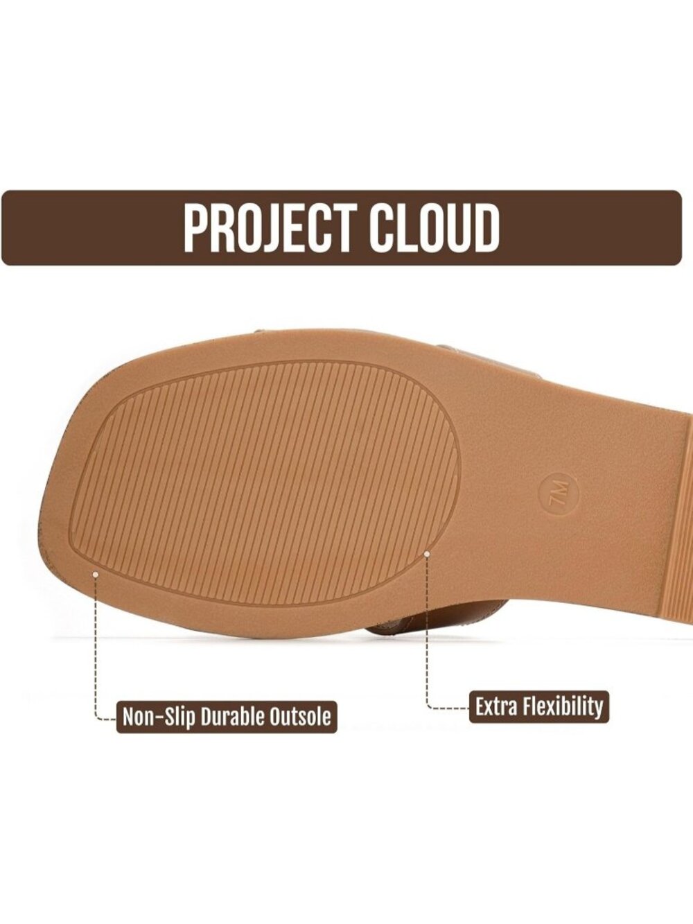 Women's Cognac Genuine Leather Fashion Flats Memory Foam Insole Slides Sandals - Picture 4 of 6